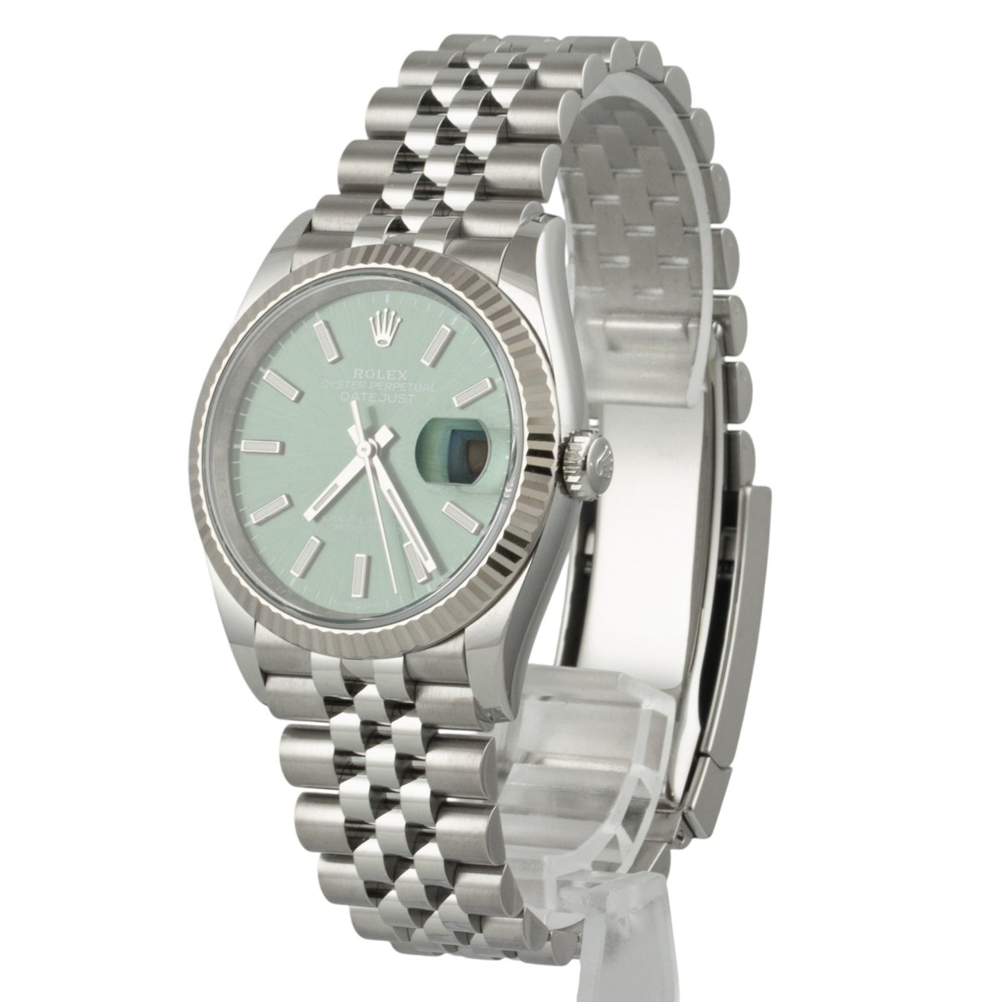 2025 Rolex DateJust 126234 36mm Stainless MINT GREEN Dial JUBILEE BOX + PAPERS