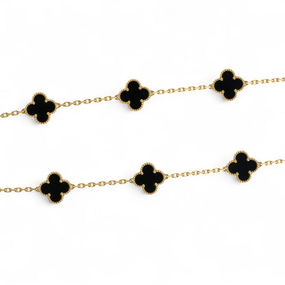 Van Cleef Arpels Onyx 20 Motif Vintage Alhambra 18k Gold Necklace POUCH & CERT