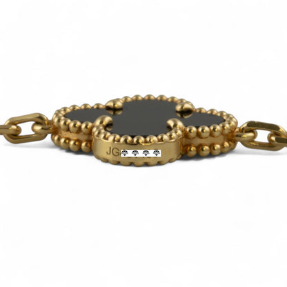 Van Cleef Arpels Onyx 20 Motif Vintage Alhambra 18k Gold Necklace POUCH & CERT