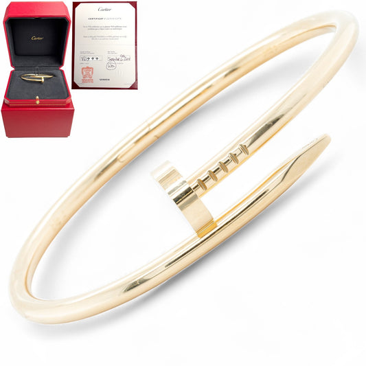 Cartier Juste un Clou 18k Yellow Gold Classic Model NAIL Bracelet SZ 17 BOX CERT