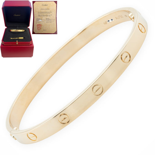 Cartier LOVE 18k Yellow Gold Bangle Bracelet Size 19 2021 BOX + CERTIFICATE