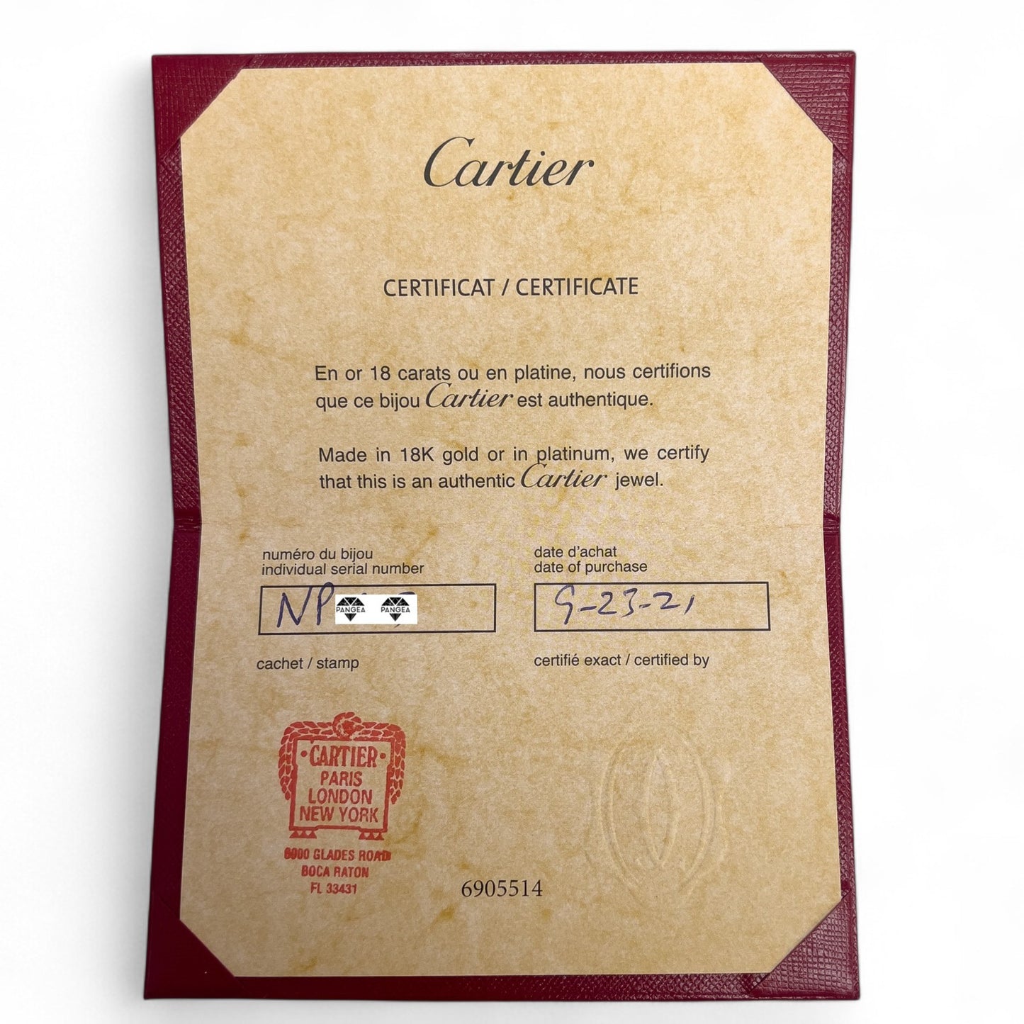 Cartier LOVE 18k Yellow Gold Bangle Bracelet Size 19 2021 BOX + CERTIFICATE