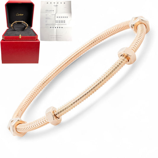 Ecrou de Cartier 750 18k Pink Rose Gold Bangle Bracelet Size 17 BOX + RECEIPT