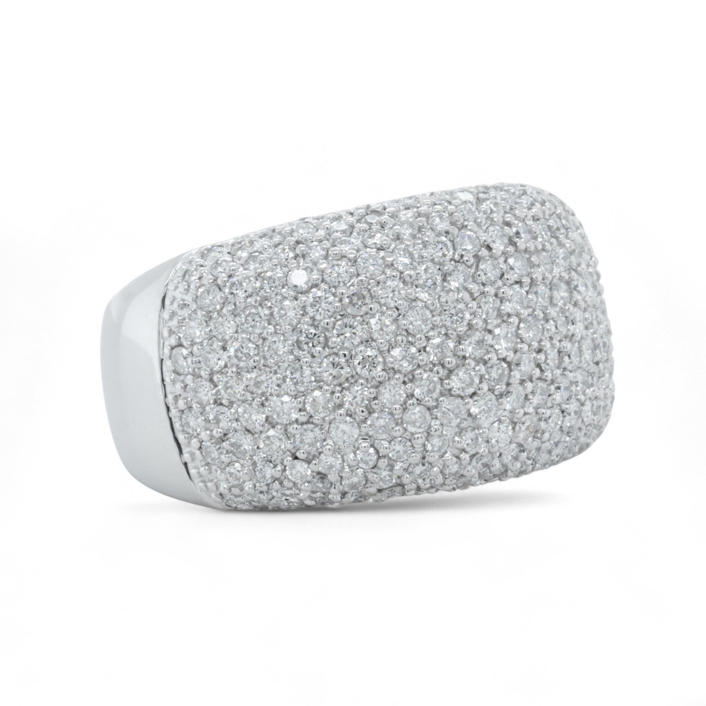 18k White Gold Pave Diamond Dome Cocktail Ring 1.12ctw G-H SI1-SI2 16.2g SZ 8.5