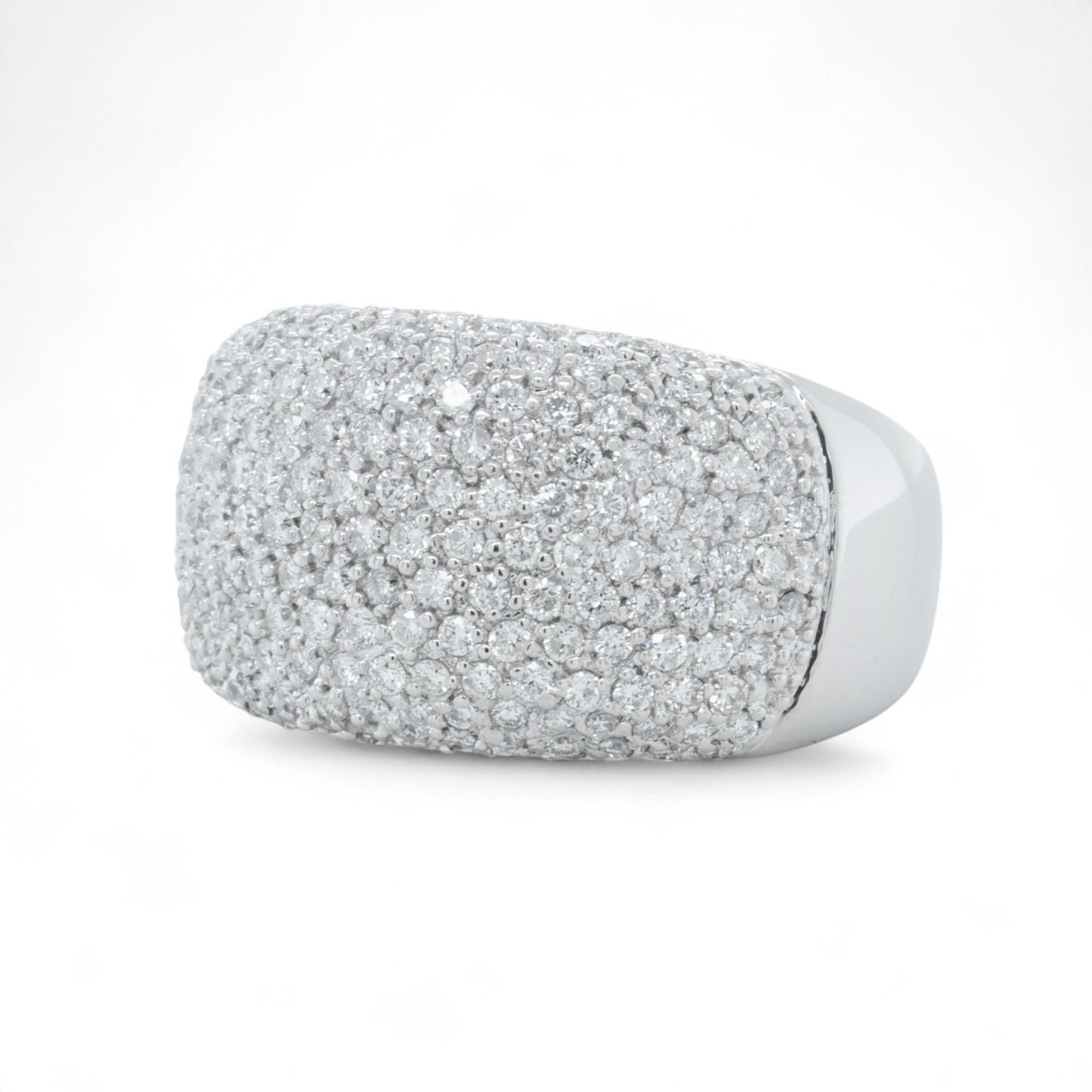 18k White Gold Pave Diamond Dome Cocktail Ring 1.12ctw G-H SI1-SI2 16.2g SZ 8.5