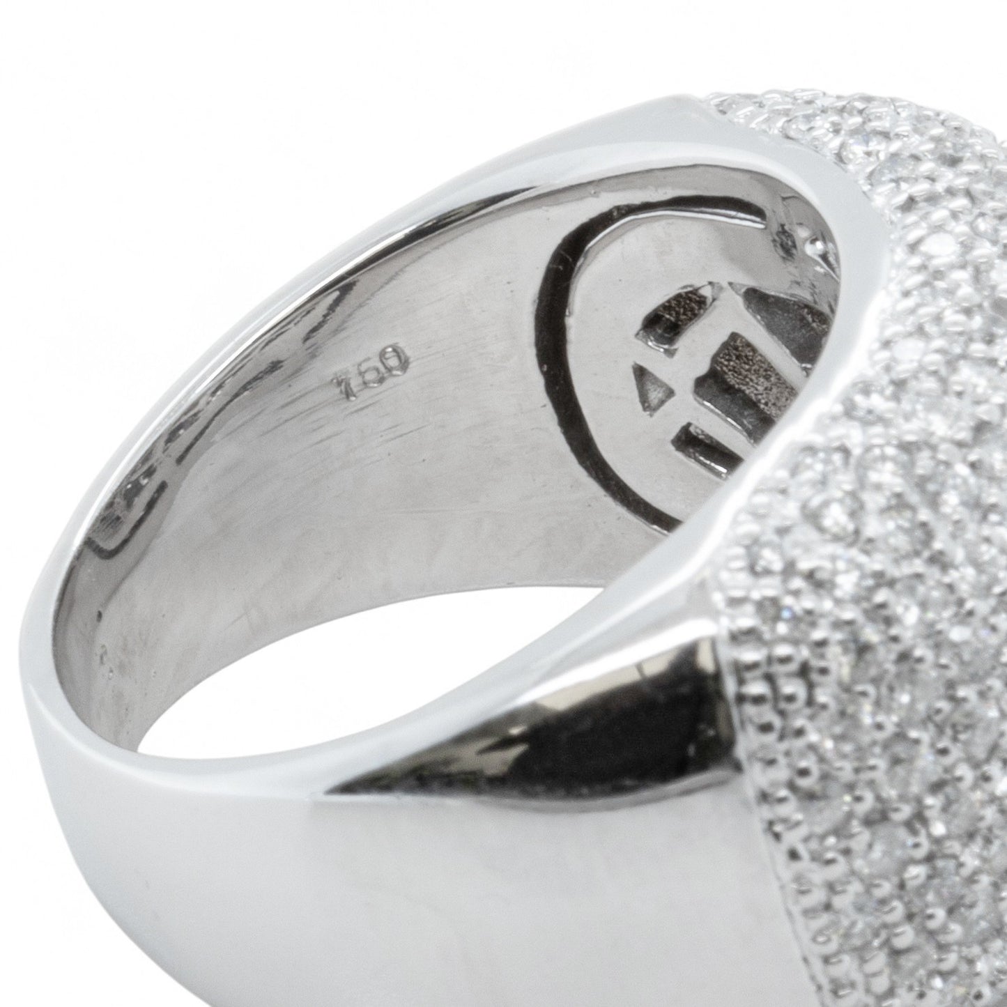 18k White Gold Pave Diamond Dome Cocktail Ring 1.12ctw G-H SI1-SI2 16.2g SZ 8.5