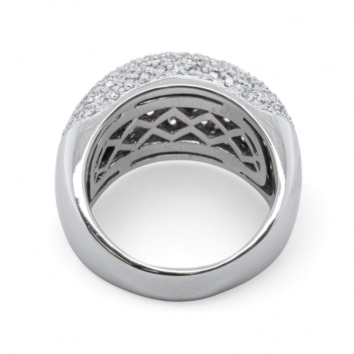 18k White Gold Pave Diamond Dome Cocktail Ring 1.12ctw G-H SI1-SI2 16.2g SZ 8.5