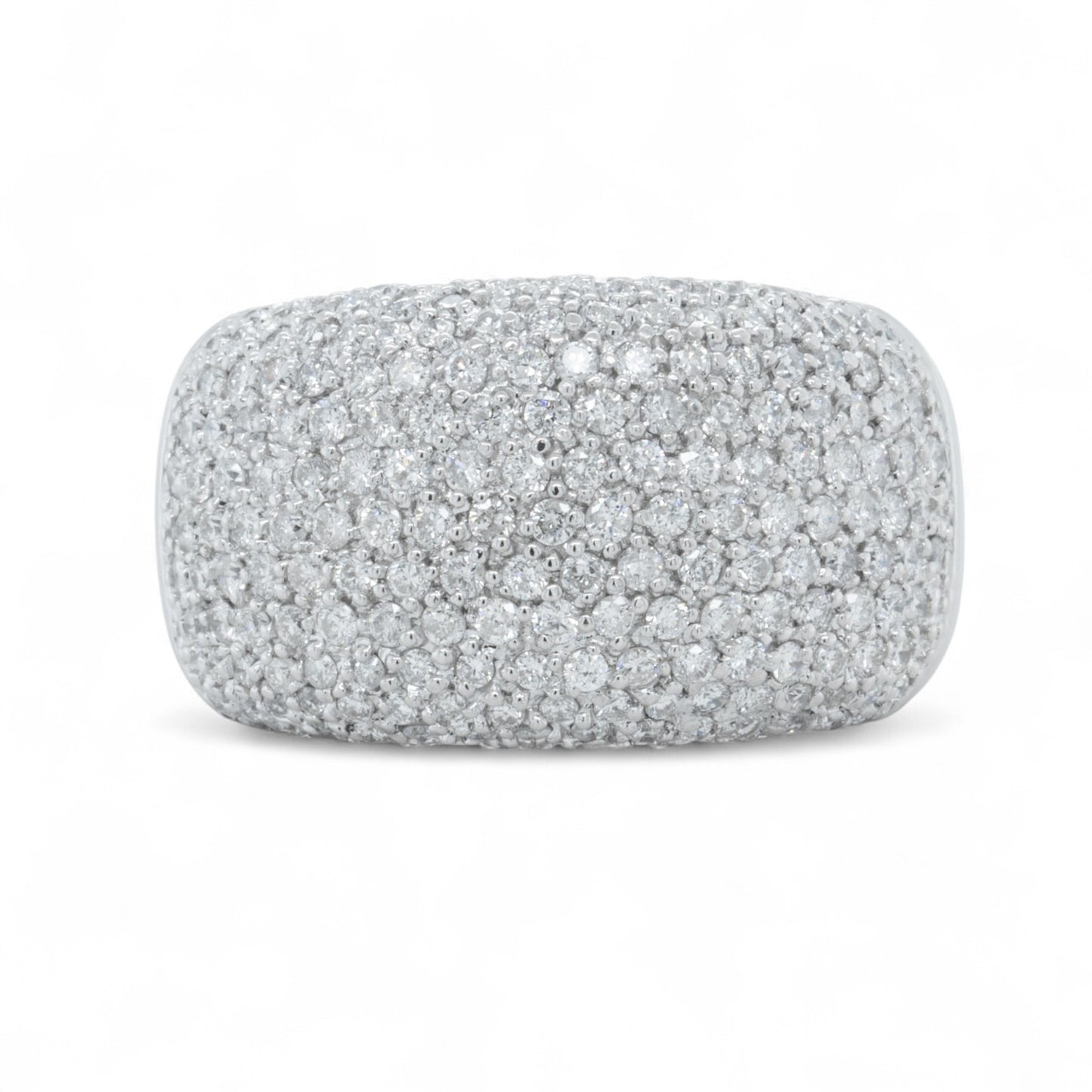 18k White Gold Pave Diamond Dome Cocktail Ring 1.12ctw G-H SI1-SI2 16.2g SZ 8.5