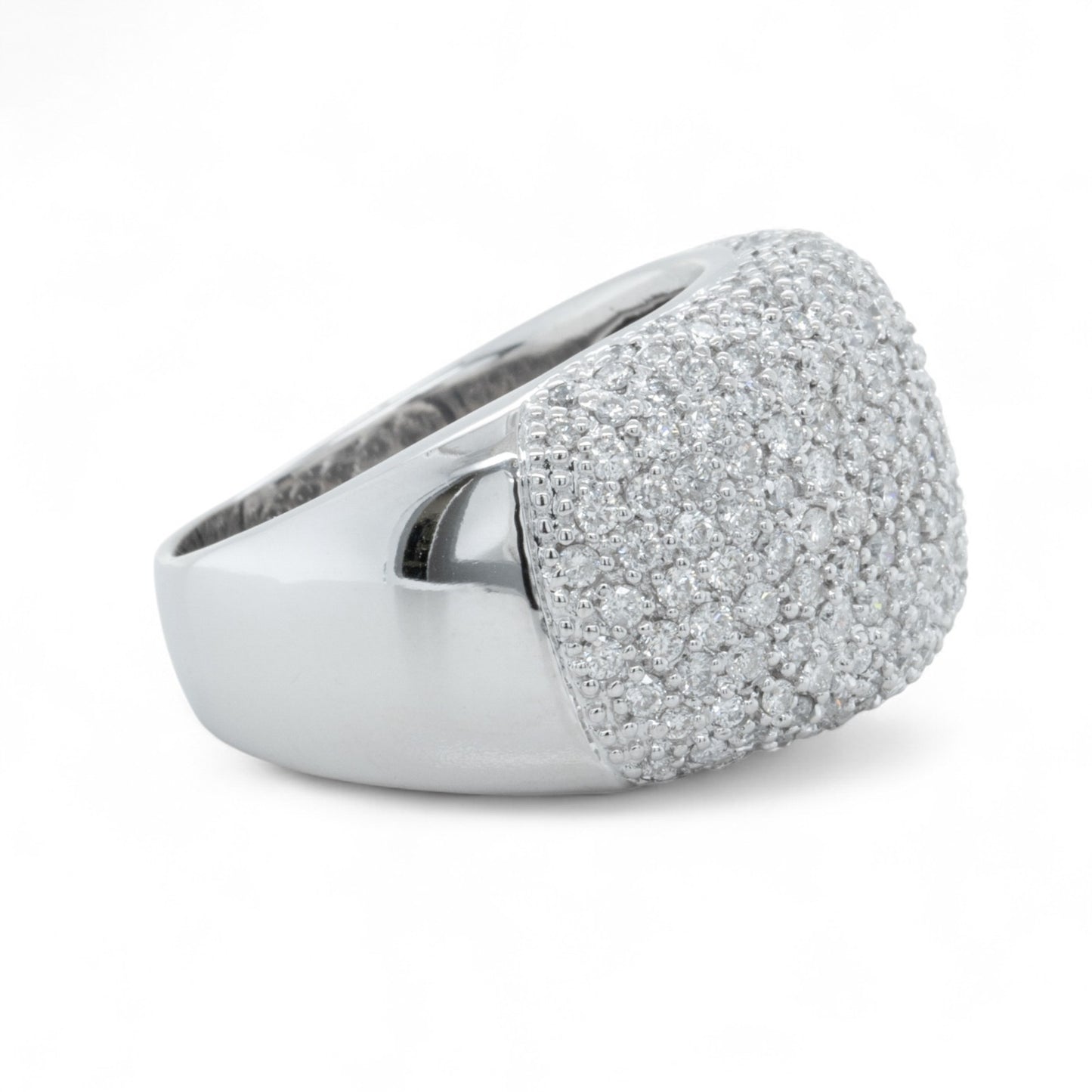 18k White Gold Pave Diamond Dome Cocktail Ring 1.12ctw G-H SI1-SI2 16.2g SZ 8.5
