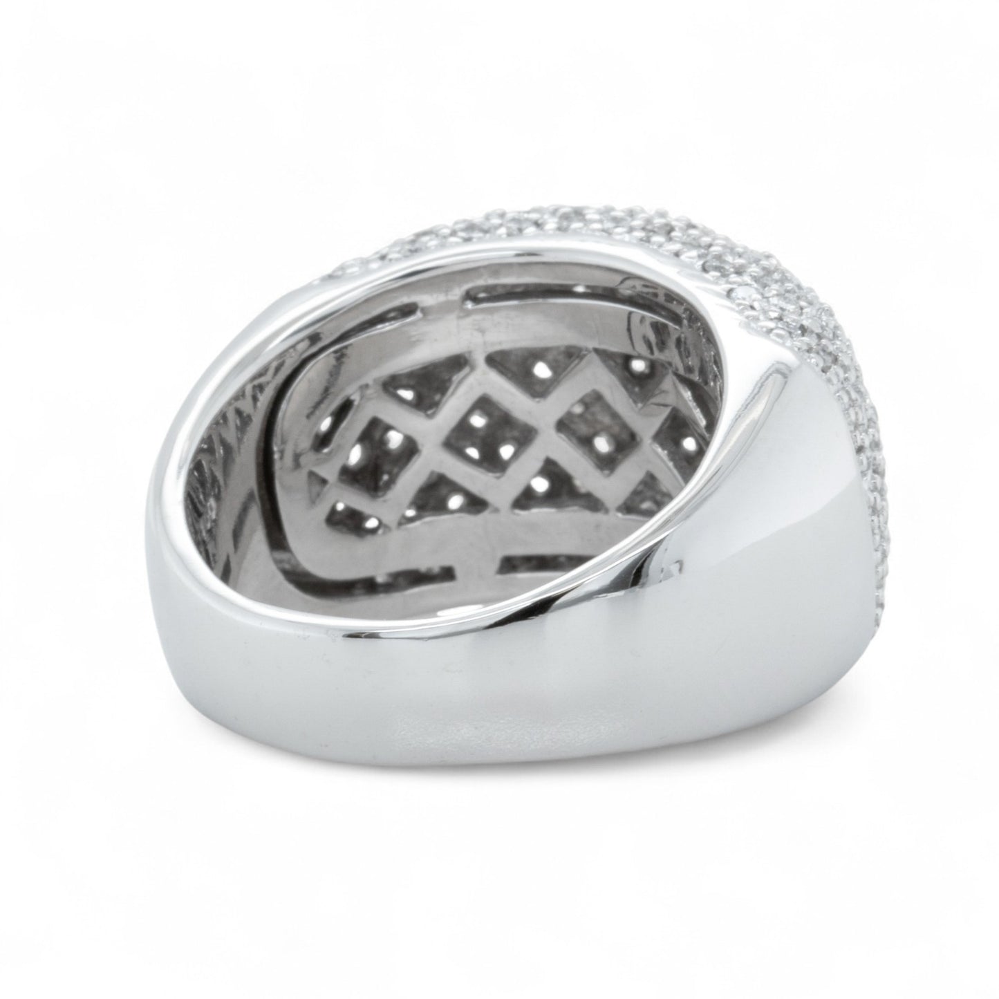 18k White Gold Pave Diamond Dome Cocktail Ring 1.12ctw G-H SI1-SI2 16.2g SZ 8.5