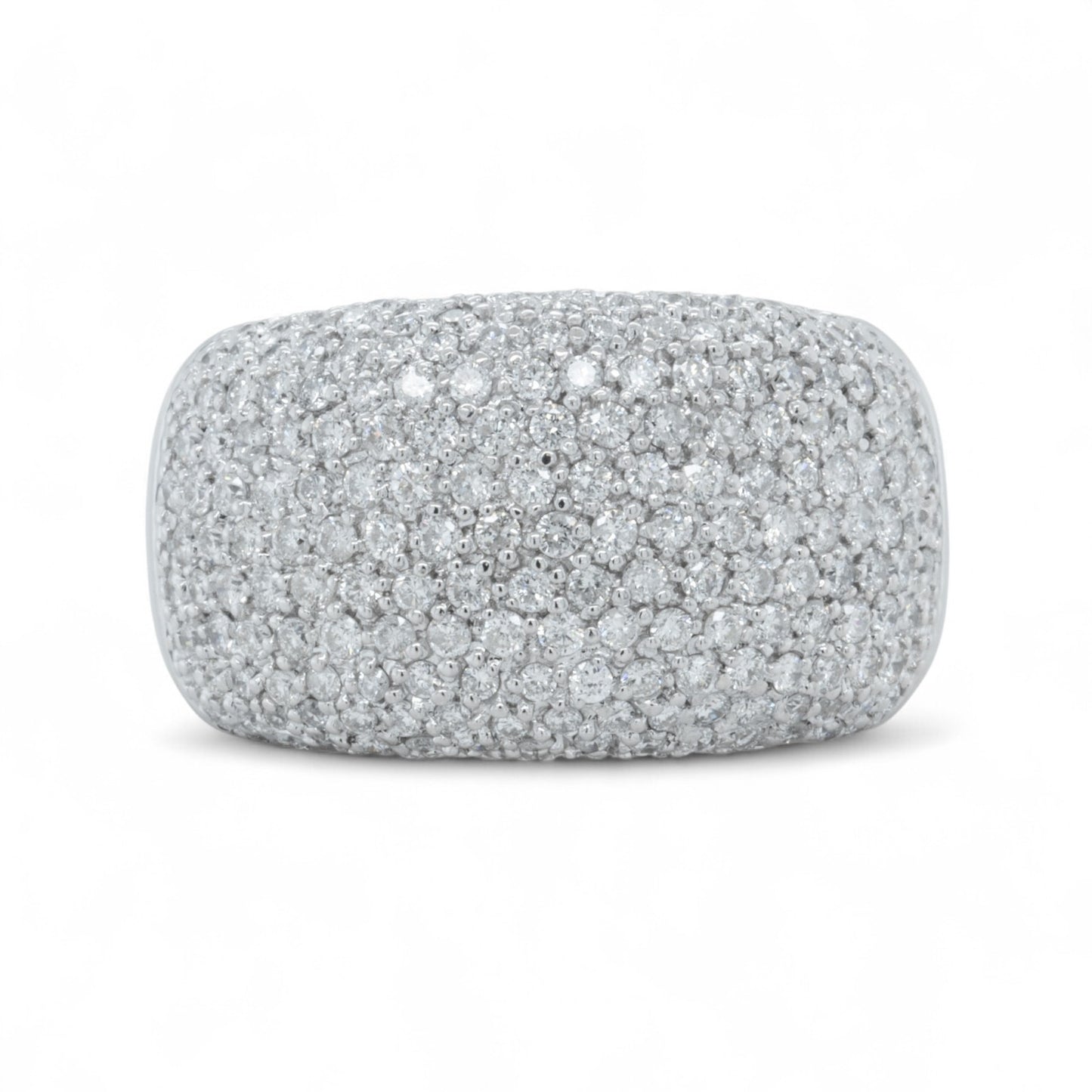 18k White Gold Pave Diamond Dome Cocktail Ring 1.12ctw G-H SI1-SI2 16.2g SZ 8.5