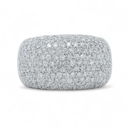 18k White Gold Pave Diamond Dome Cocktail Ring 1.12ctw G-H SI1-SI2 16.2g SZ 8.5