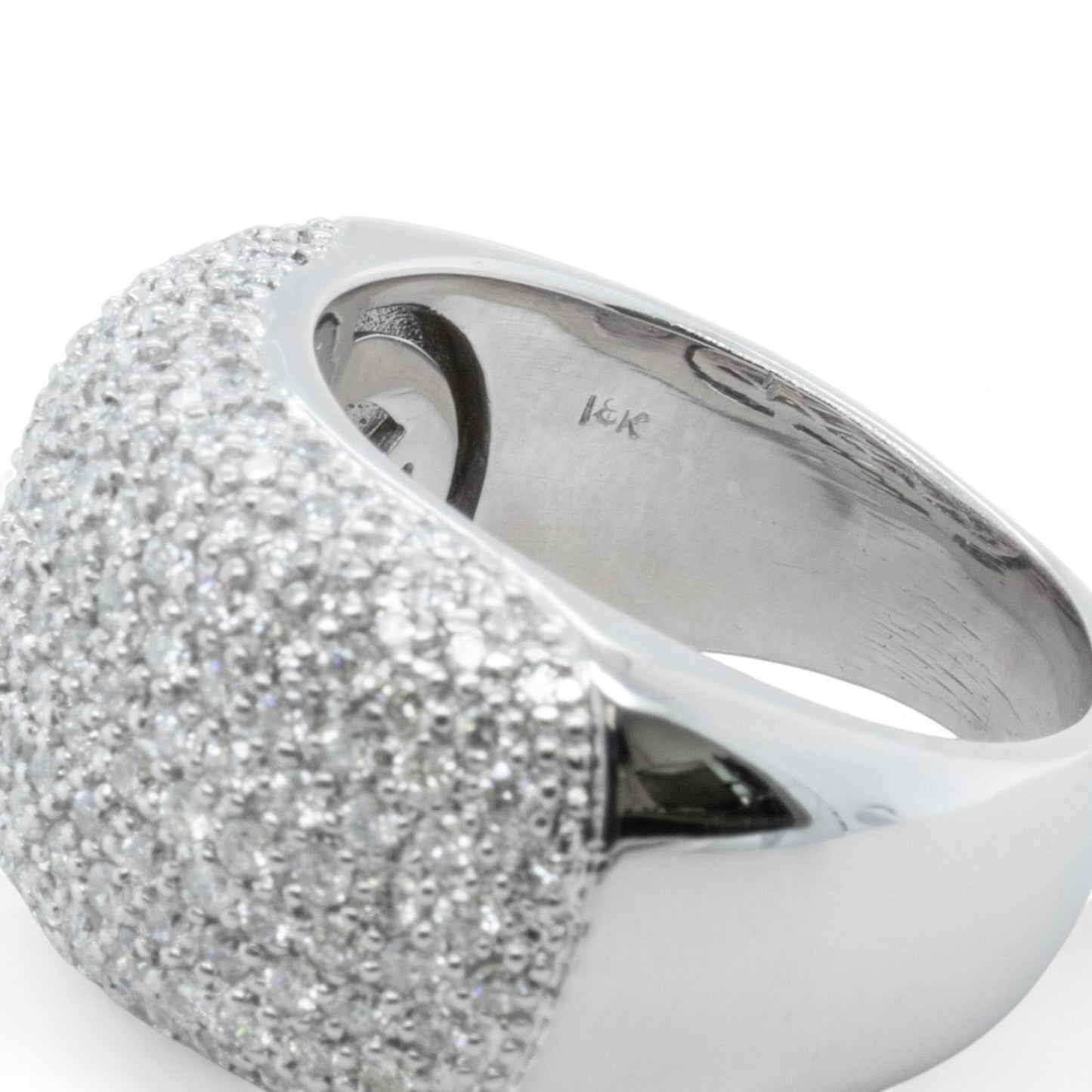 18k White Gold Pave Diamond Dome Cocktail Ring 1.12ctw G-H SI1-SI2 16.2g SZ 8.5