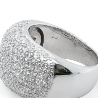 18k White Gold Pave Diamond Dome Cocktail Ring 1.12ctw G-H SI1-SI2 16.2g SZ 8.5