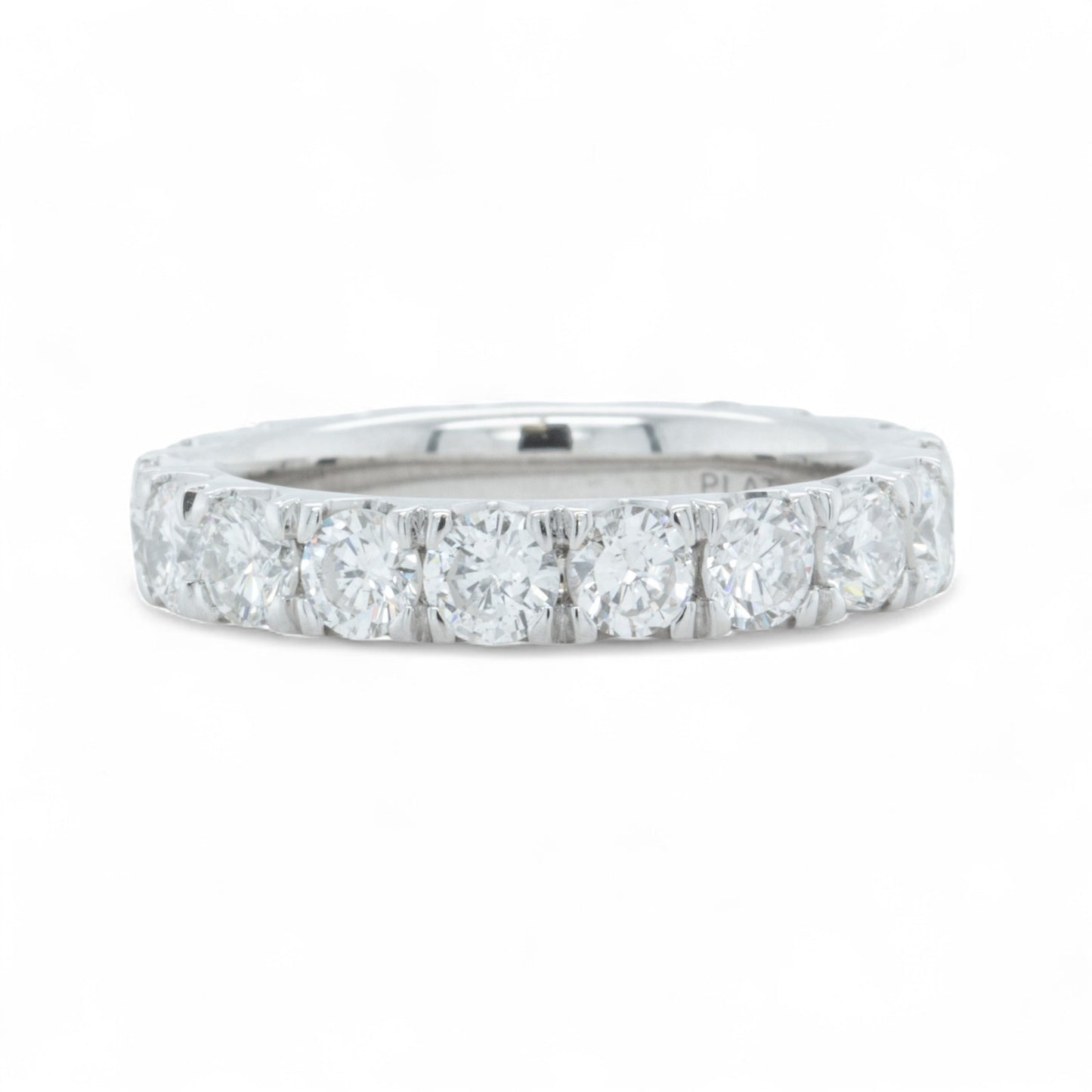 Platinum 950 Round Diamond 18 Stone Eternity Band 3.03ctw G-H VS1 Ring Size 5.75