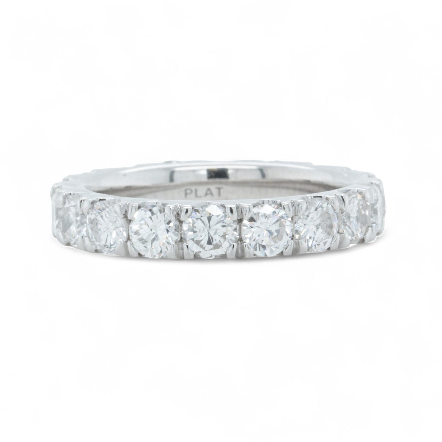 Platinum 950 Round Diamond 18 Stone Eternity Band 3.03ctw G-H VS1 Ring Size 5.75
