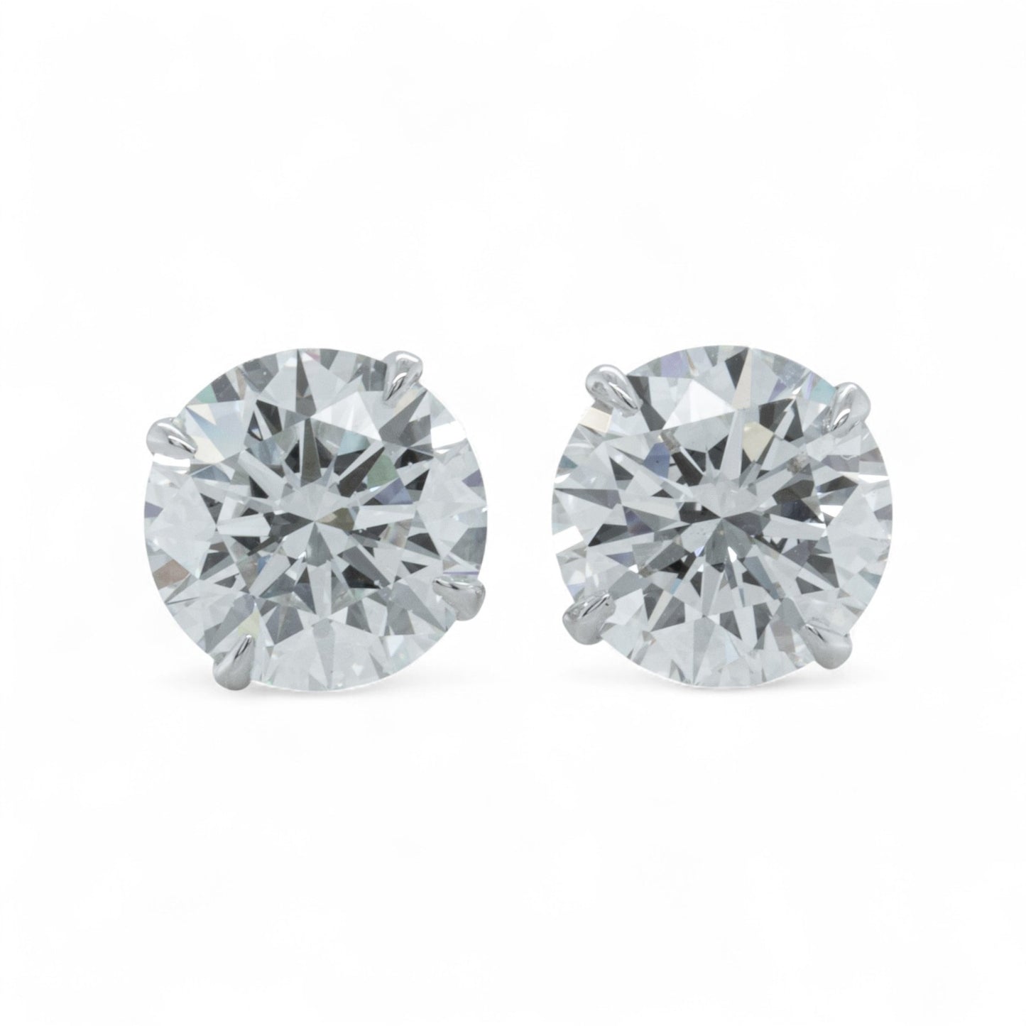 GIA 14k White Gold Round Diamond 4 Prong Martini Stud Earrings 4.32ctw F VS2