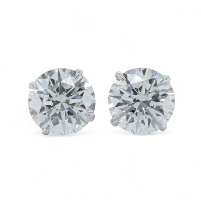 GIA 14k White Gold Round Diamond 4 Prong Martini Stud Earrings 4.32ctw F VS2