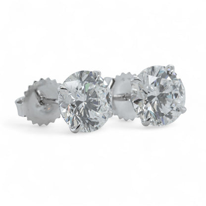 GIA 14k White Gold Round Diamond 4 Prong Martini Stud Earrings 4.32ctw F VS2
