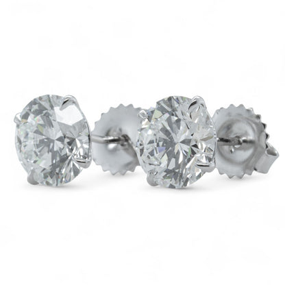 GIA 14k White Gold Round Diamond 4 Prong Martini Stud Earrings 4.32ctw F VS2