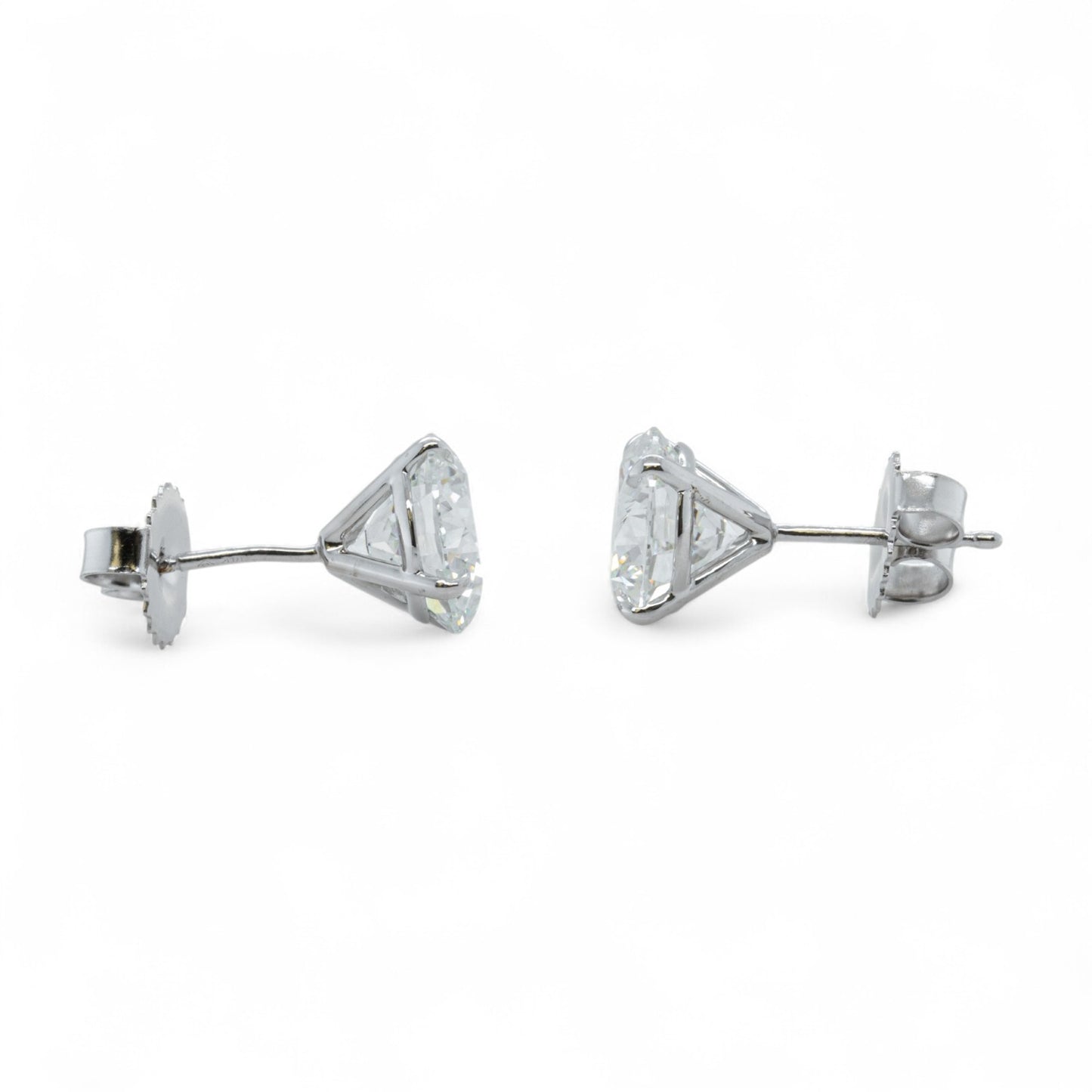 GIA 14k White Gold Round Diamond 4 Prong Martini Stud Earrings 4.32ctw F VS2