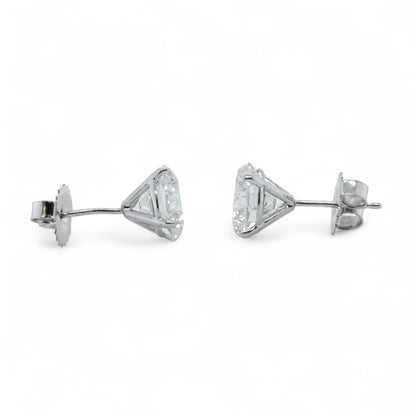 GIA 14k White Gold Round Diamond 4 Prong Martini Stud Earrings 4.32ctw F VS2