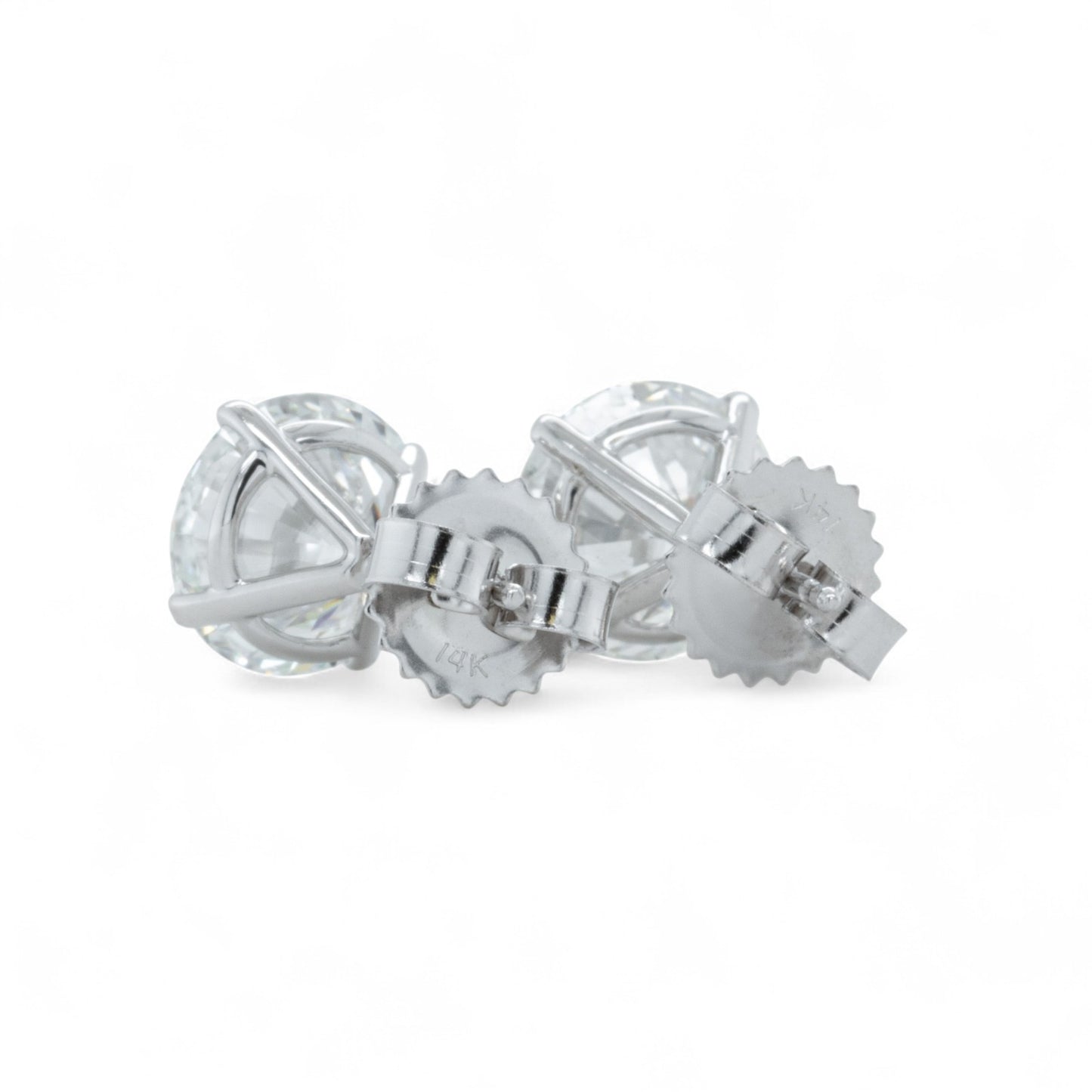 GIA 14k White Gold Round Diamond 4 Prong Martini Stud Earrings 4.32ctw F VS2