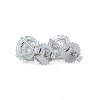 GIA 14k White Gold Round Diamond 4 Prong Martini Stud Earrings 4.32ctw F VS2
