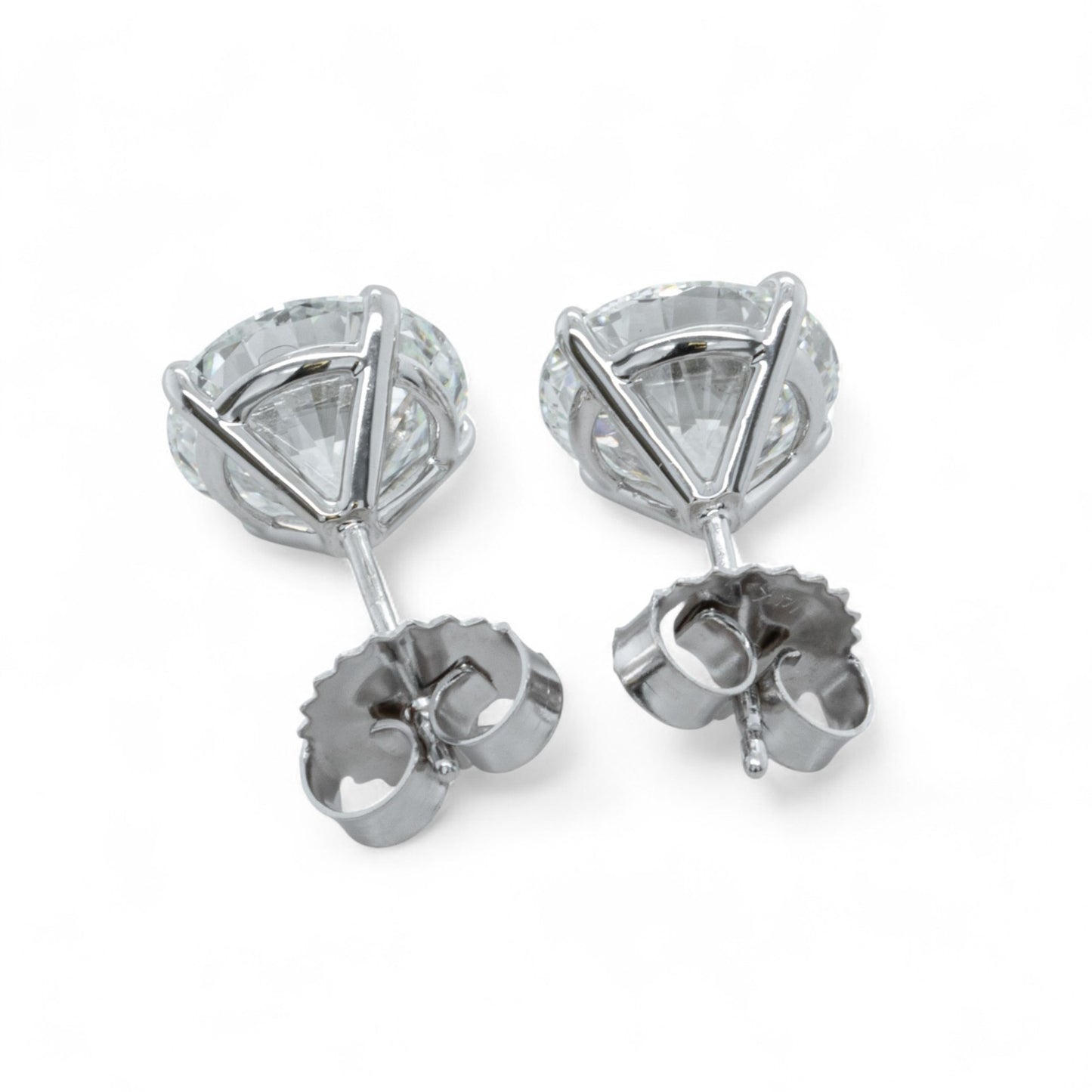 GIA 14k White Gold Round Diamond 4 Prong Martini Stud Earrings 4.32ctw F VS2