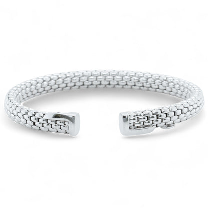 Fope Woven Mesh 18k White Gold Flexible Stretch Cuff Bracelet 6.5" ITALY