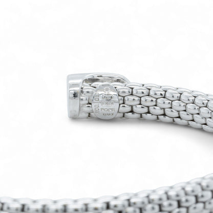Fope Woven Mesh 18k White Gold Flexible Stretch Cuff Bracelet 6.5" ITALY