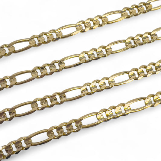 14k Solid Yellow Gold Figaro Link 6.80mm Chain Necklace 30" 57.5 grams ITALY