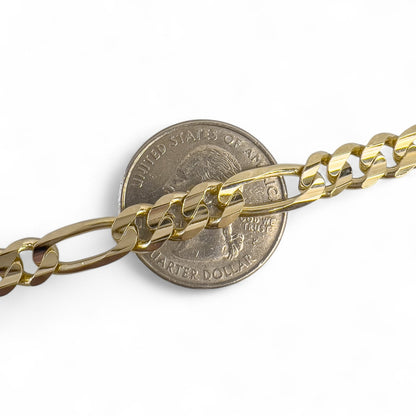 14k Solid Yellow Gold Figaro Link 6.80mm Chain Necklace 30" 57.5 grams ITALY