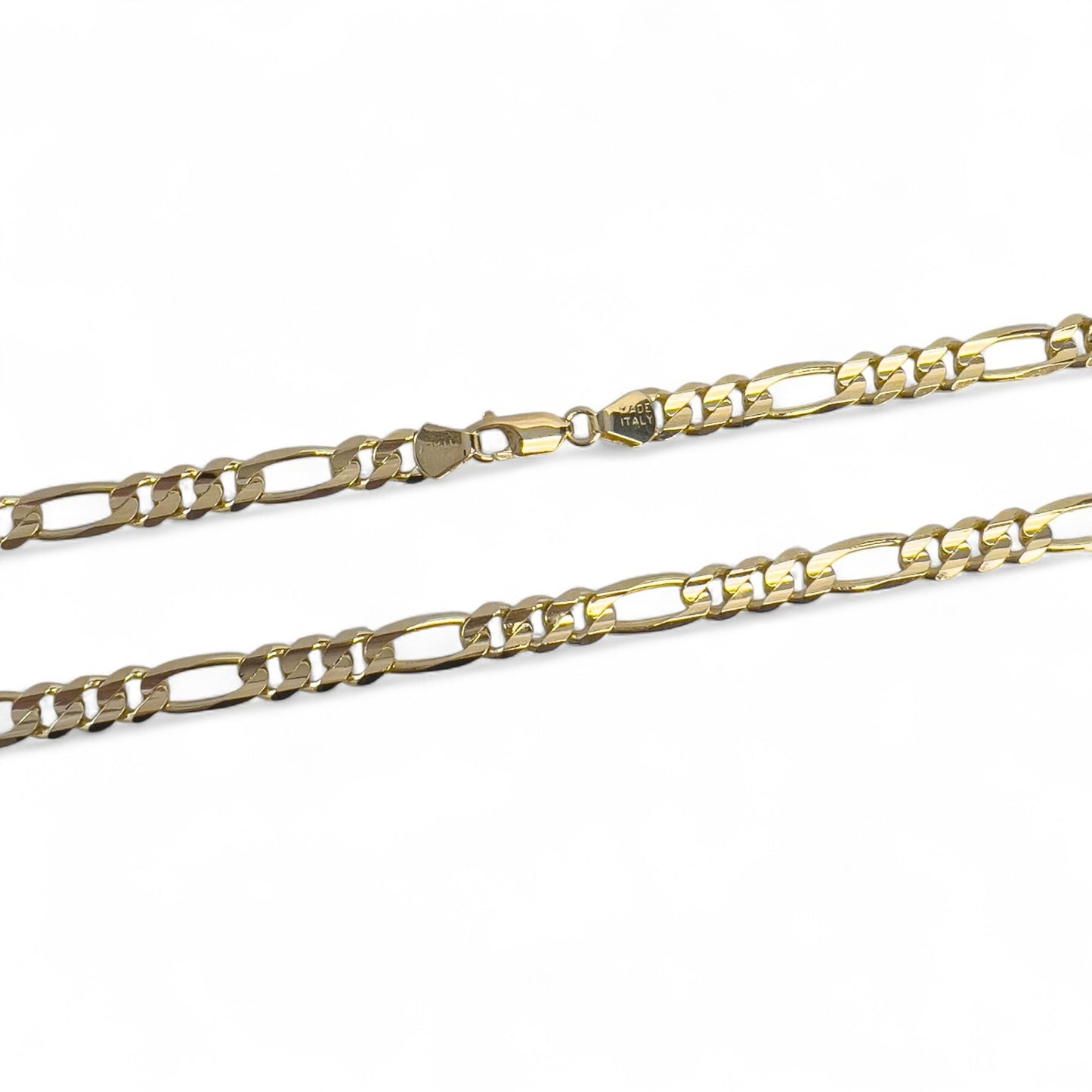 14k Solid Yellow Gold Figaro Link 6.80mm Chain Necklace 30" 57.5 grams ITALY
