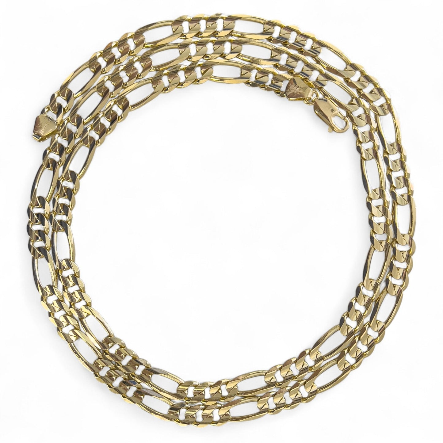 14k Solid Yellow Gold Figaro Link 6.80mm Chain Necklace 30" 57.5 grams ITALY