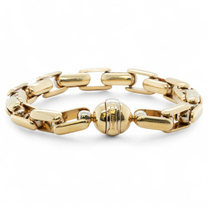 Baraka 18k Yellow Gold Box Link Chain Fancy Ball Clasp Bracelet 61g HEAVY ITALY