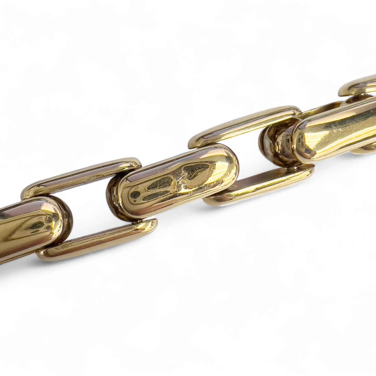 Baraka 18k Yellow Gold Box Link Chain Fancy Ball Clasp Bracelet 61g HEAVY ITALY