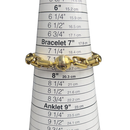 Baraka 18k Yellow Gold Box Link Chain Fancy Ball Clasp Bracelet 61g HEAVY ITALY