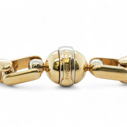 Baraka 18k Yellow Gold Box Link Chain Fancy Ball Clasp Bracelet 61g HEAVY ITALY