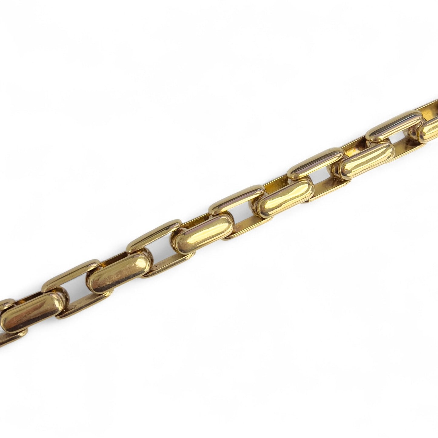 Baraka 18k Yellow Gold Box Link Chain Fancy Ball Clasp Bracelet 61g HEAVY ITALY