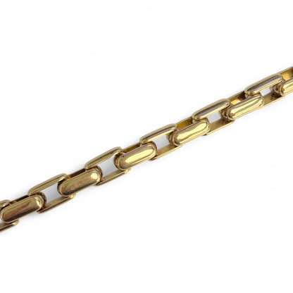 Baraka 18k Yellow Gold Box Link Chain Fancy Ball Clasp Bracelet 61g HEAVY ITALY