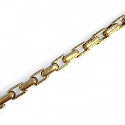 Baraka 18k Yellow Gold Box Link Chain Fancy Ball Clasp Bracelet 61g HEAVY ITALY