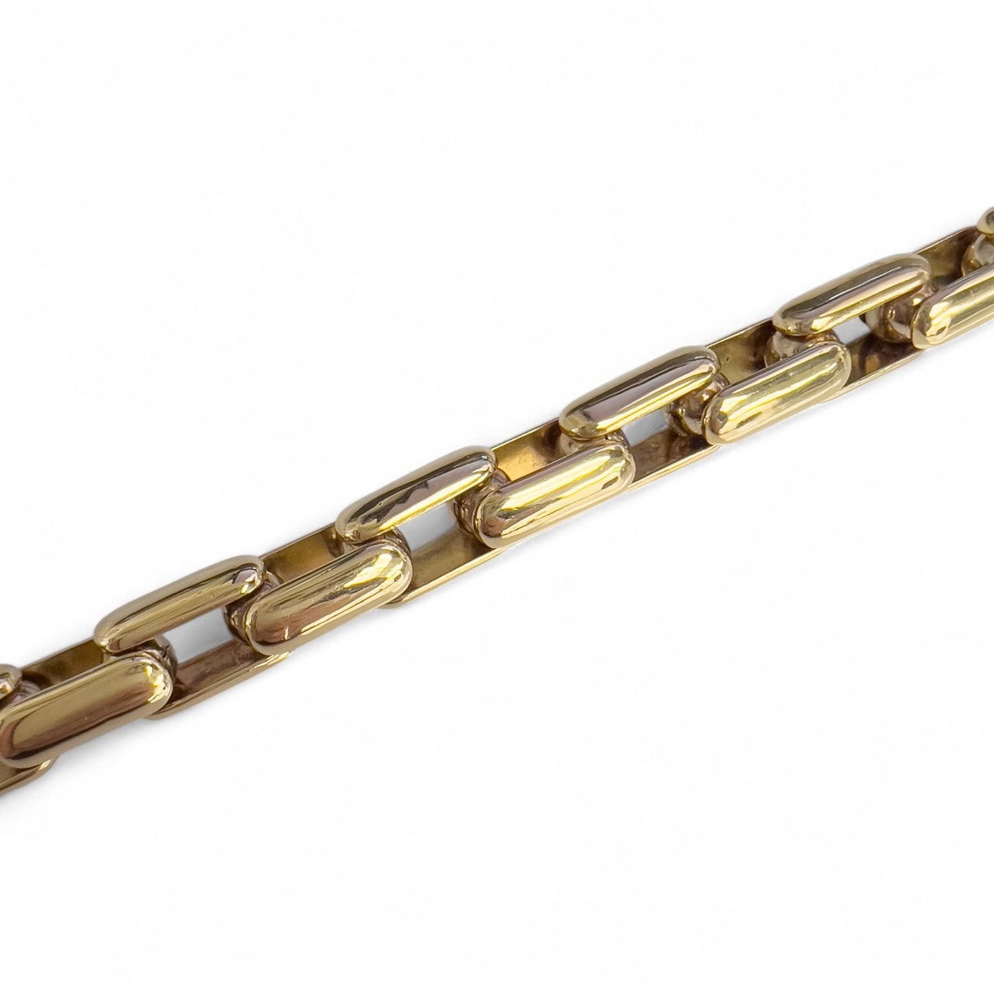 Baraka 18k Yellow Gold Box Link Chain Fancy Ball Clasp Bracelet 61g HEAVY ITALY