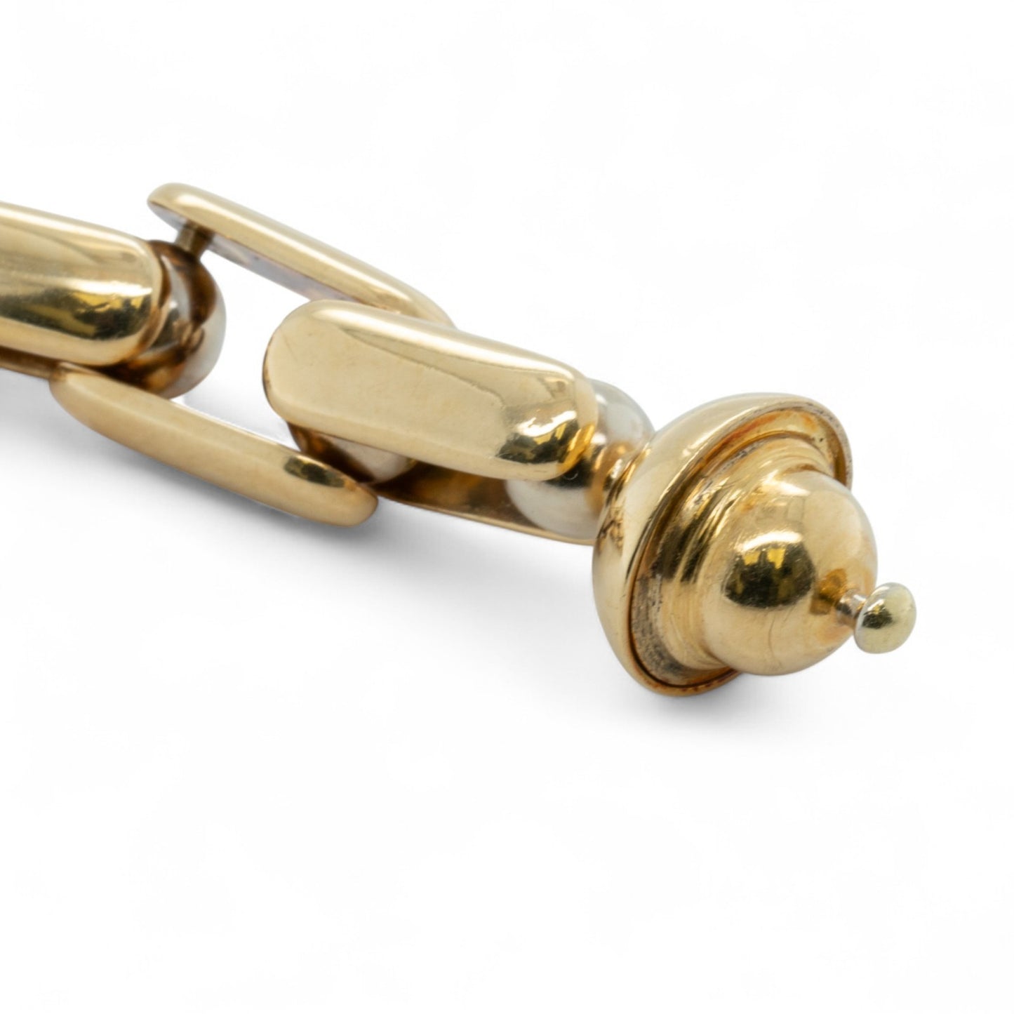Baraka 18k Yellow Gold Box Link Chain Fancy Ball Clasp Bracelet 61g HEAVY ITALY