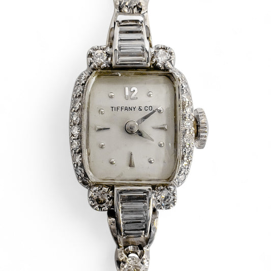 Tiffany & Co. Hamilton Movement Platinum & 14k White Gold Diamond Ladies Watch