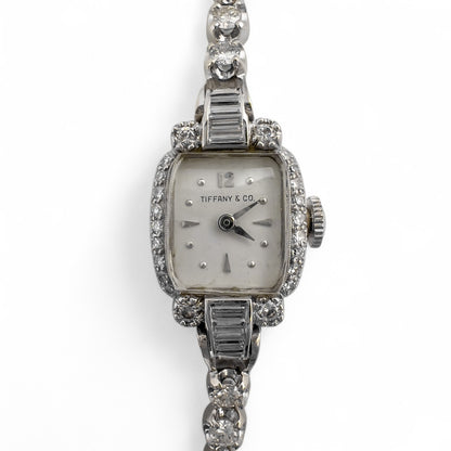 Tiffany & Co. Hamilton Movement Platinum & 14k White Gold Diamond Ladies Watch