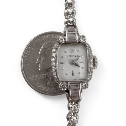 Tiffany & Co. Hamilton Movement Platinum & 14k White Gold Diamond Ladies Watch