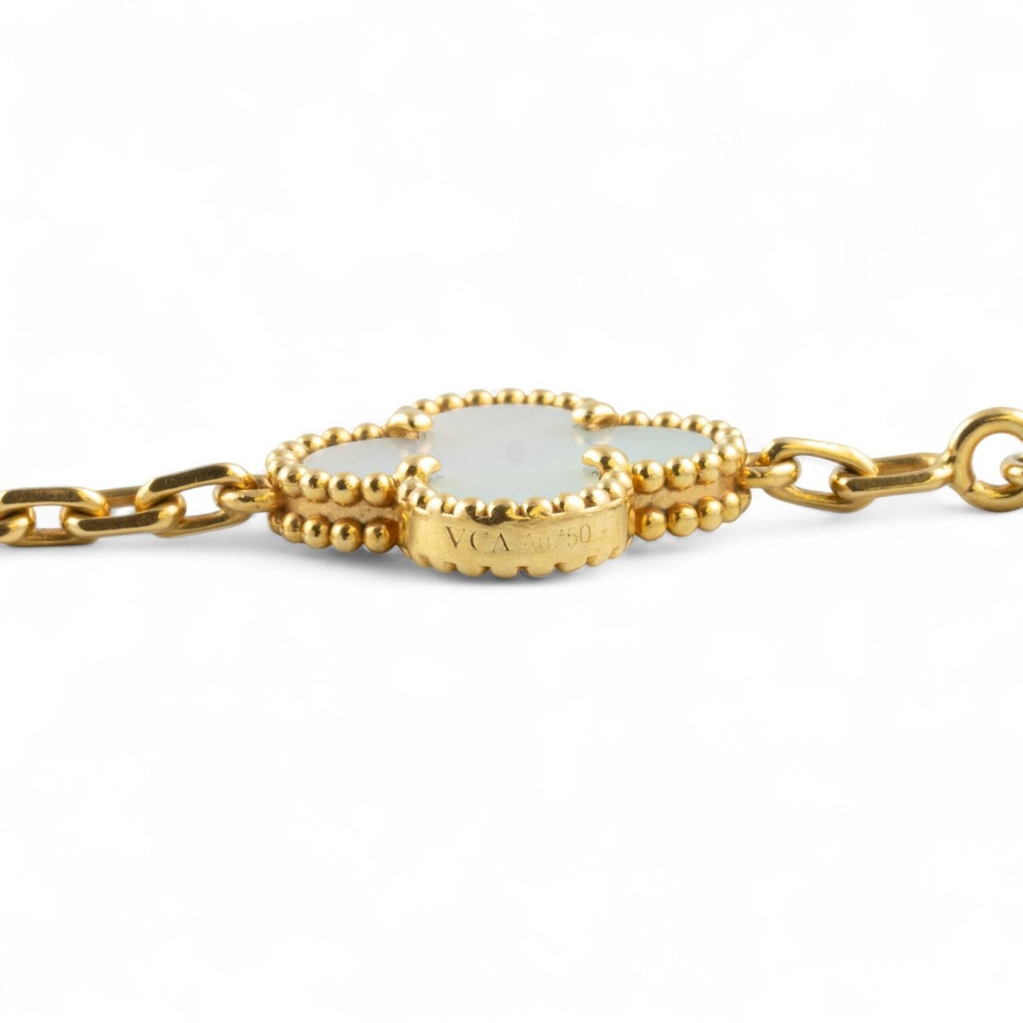Van Cleef Arpels 18k MOP Vintage Alhambra 5/10 Motif Necklace Bracelet BOX CERT