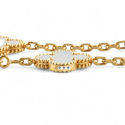 Van Cleef Arpels 18k MOP Vintage Alhambra 5/10 Motif Necklace Bracelet BOX CERT