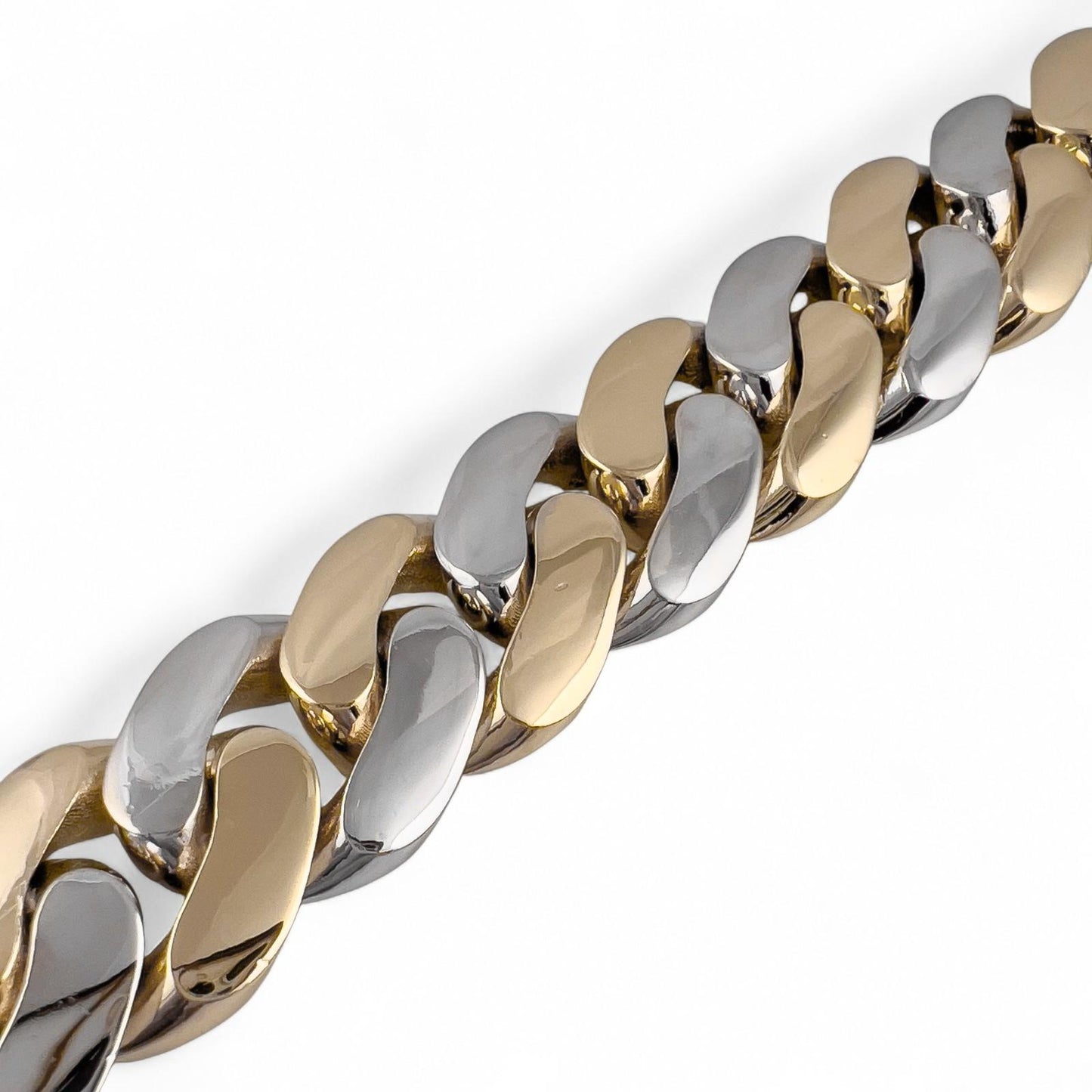 14k White & Yellow Gold Two Tone 20mm Cuban Link Slide Buckle Bracelet 226.6g